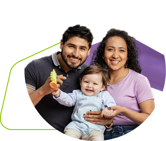 Happy family in their new home